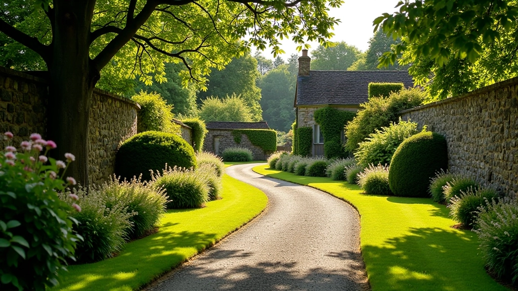 Scenic garden pathway at heritage estate